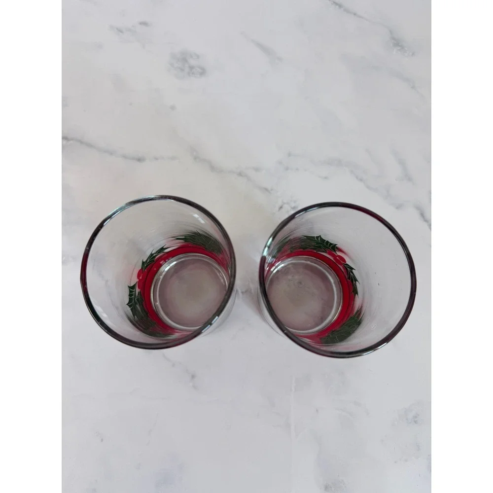 VTG Pair (2) Libbey Holiday Glasses 